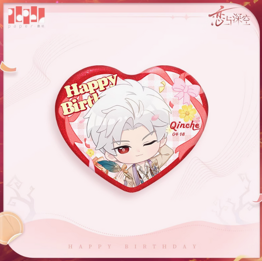 Love & Deepspace Birthday Edition Sylus - Chibi-Button mit Glitter-Effekt